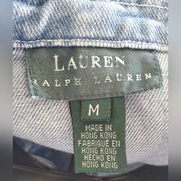 LAUREN RALPH LAUREN WOMEN'S LIGHT WASH DENIM CHORE COAT JACKET MEDIUM - Picture 9 of 9